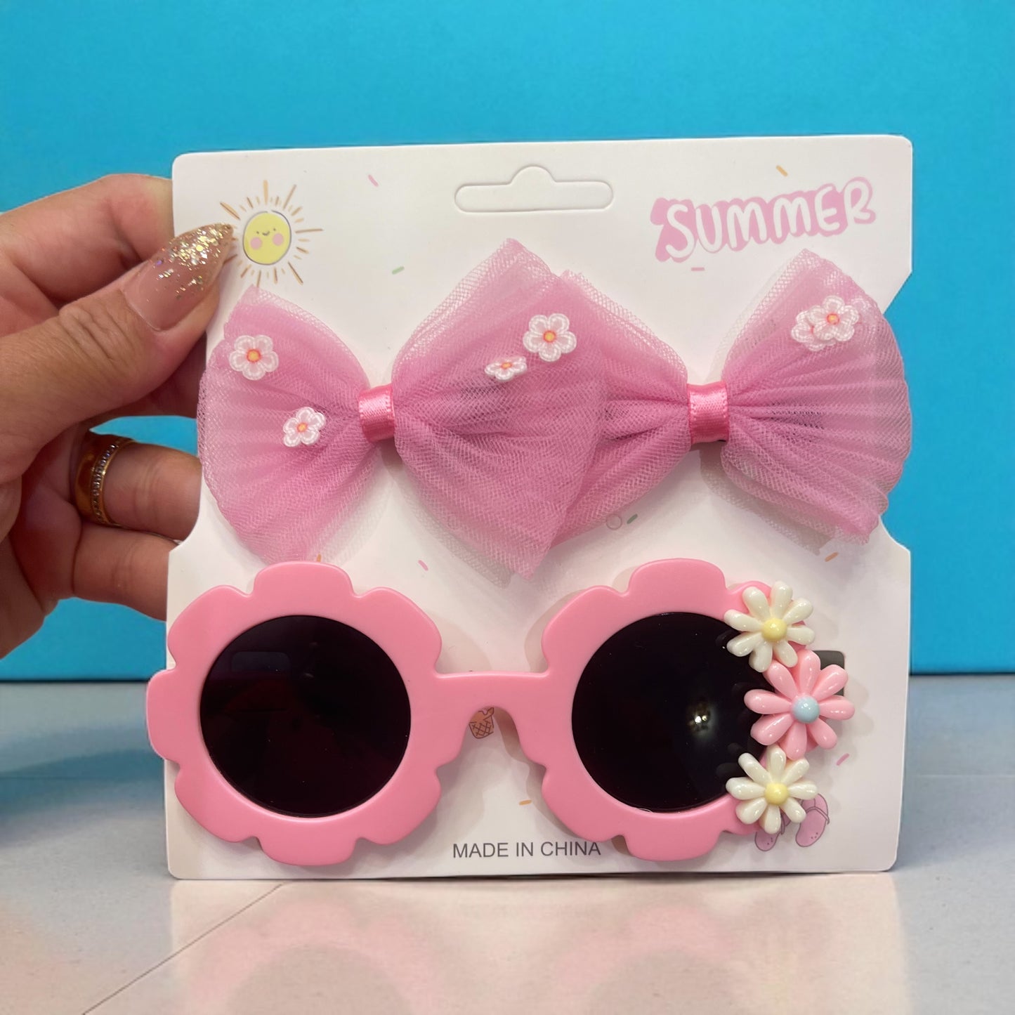 2Pcs Lovely Sparkling Hair Clip Hair Accessories Glasses Set Fashion Shiny Kids Love Glasses Girls Headwear