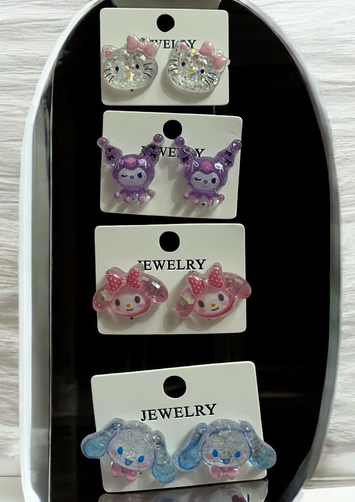 1Pair Sanrio Anime Earrings Cute Cinnamorolls My Melodys Kuromis Resin Girlfriend Girl's Stud Earrings Jewelry Gift