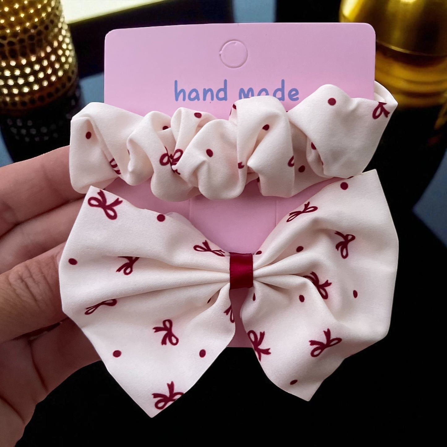 2Pcs/Set Flower Heart Cherry Bow Print Kids Bows Hair Clips & Hair Tie for Girls Handmade Cute Bowknot Hairpin Barrettes Cotton Hair Accessories