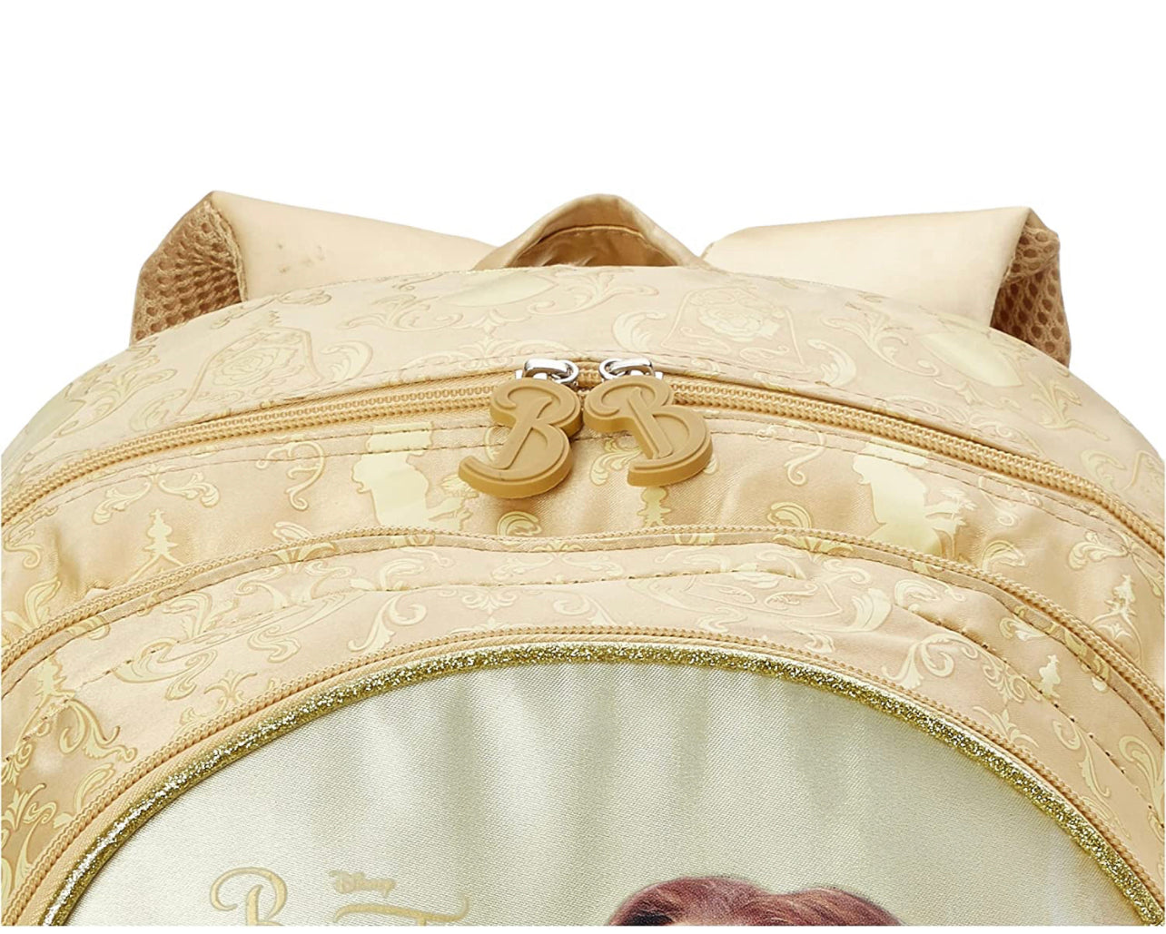 First Kid Beauty and the Beast Print Zip-up Trolley School Backpack for Girls - Yellow