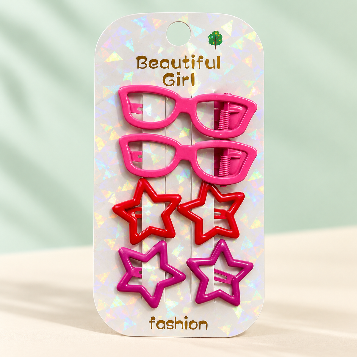 6Pcs Kids’ Hair Clips Set – Glasses & Star Designs