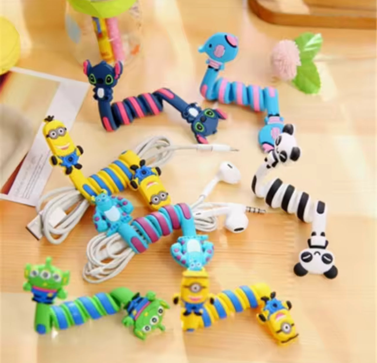 1PCS Silicone Cable Winder For Mobile Phone USB Charging Data line Earphone Winder Cartoon Cable Organizer Winder Protector Cord