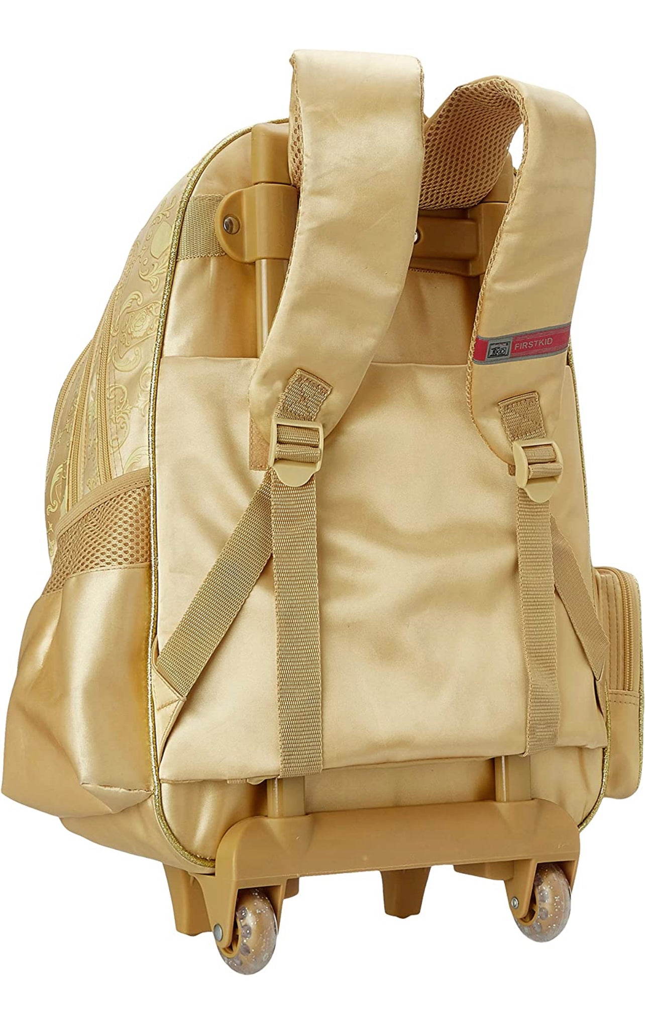 First Kid Beauty and the Beast Print Zip-up Trolley School Backpack for Girls - Yellow