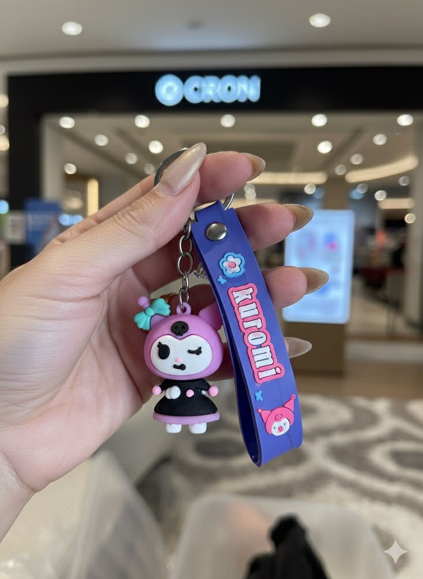 Cute Kuromi Character Keychain – With Soft Silicone Strap
