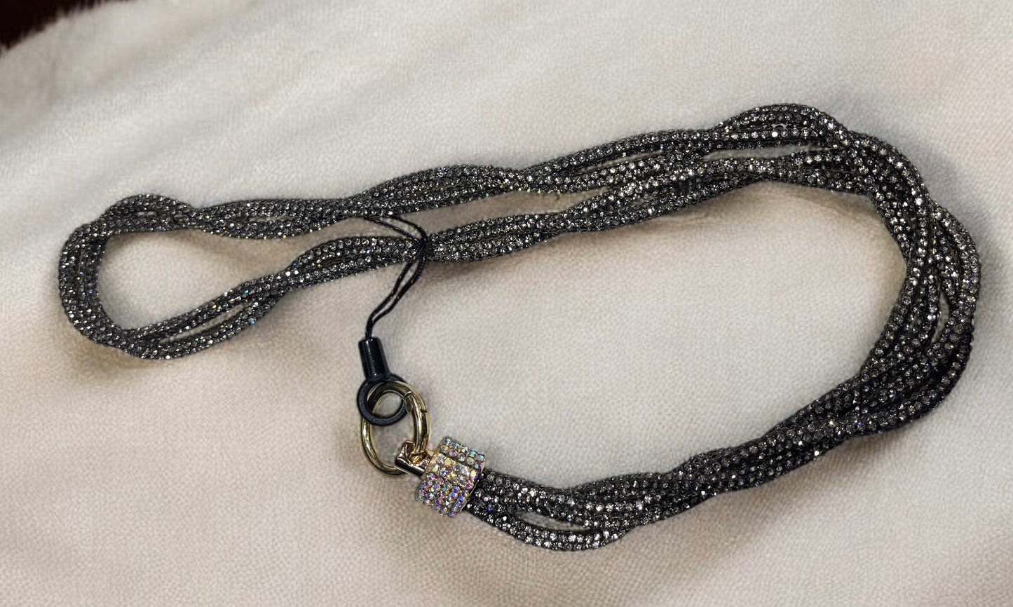 Long Wrist Style Rhinestone P.endant Mobile Phone Lanyard Full Diamond Colorful Long Neck Strap Anti Loss Sling