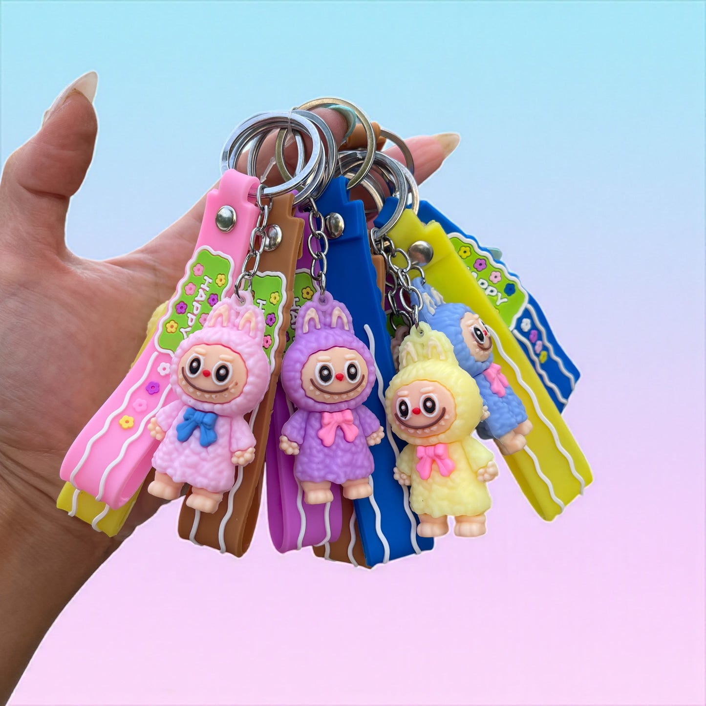 1Pc Labuba Keychain Cute Doll Wristlet Accessories Key Chain Bag Charm Gift for Women Mobile phone pendant/lanyard