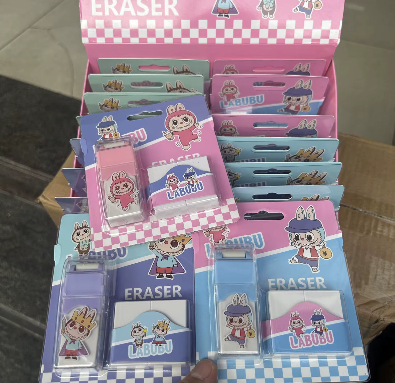 Labubu Cartoon Push-Pull Rolling Eraser Set New Detachable Eraser with Clean Chip-Free Cloth Roller Plastic Material