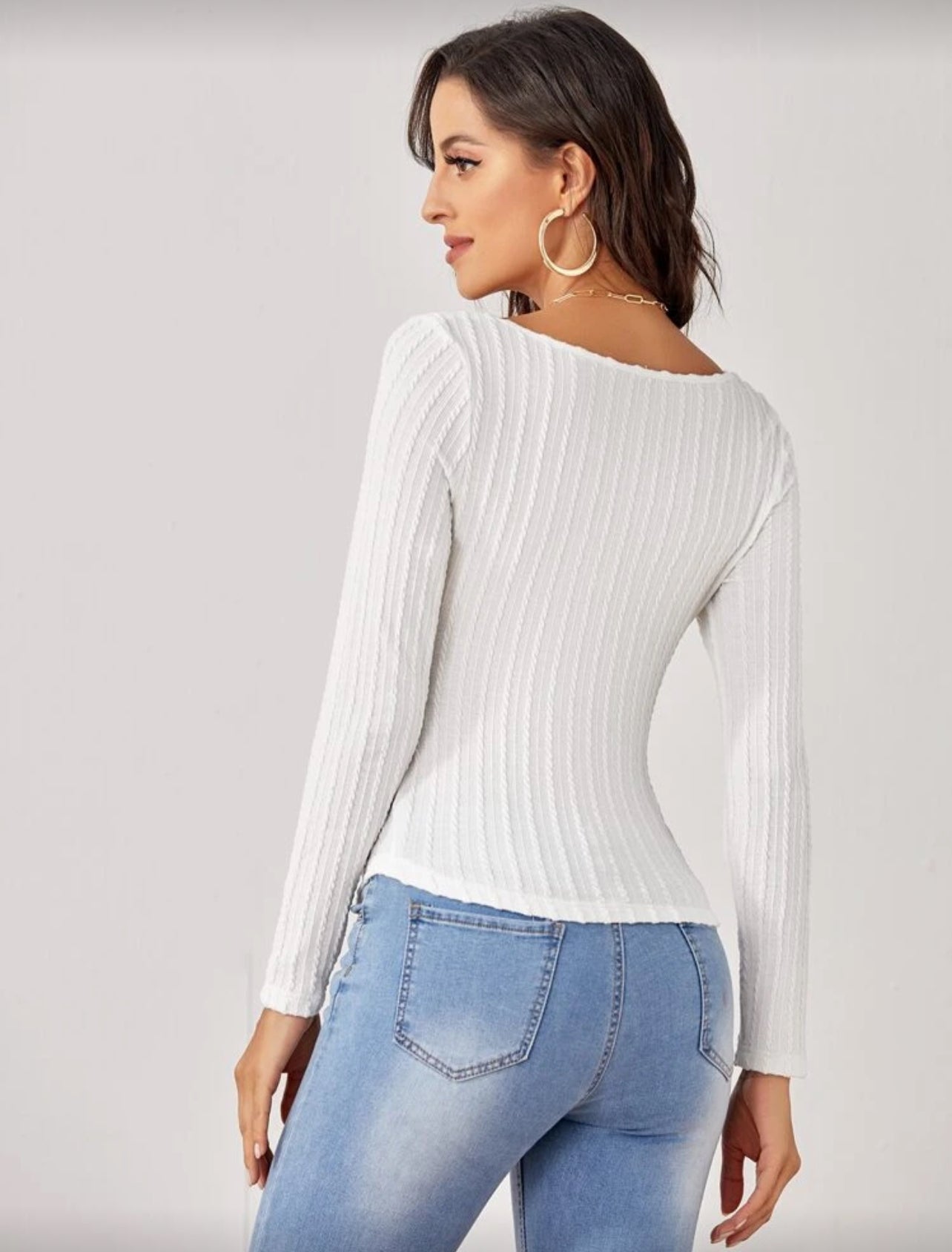SHEIN Sweetheart Neck Textured Form Fitted Tee - XL