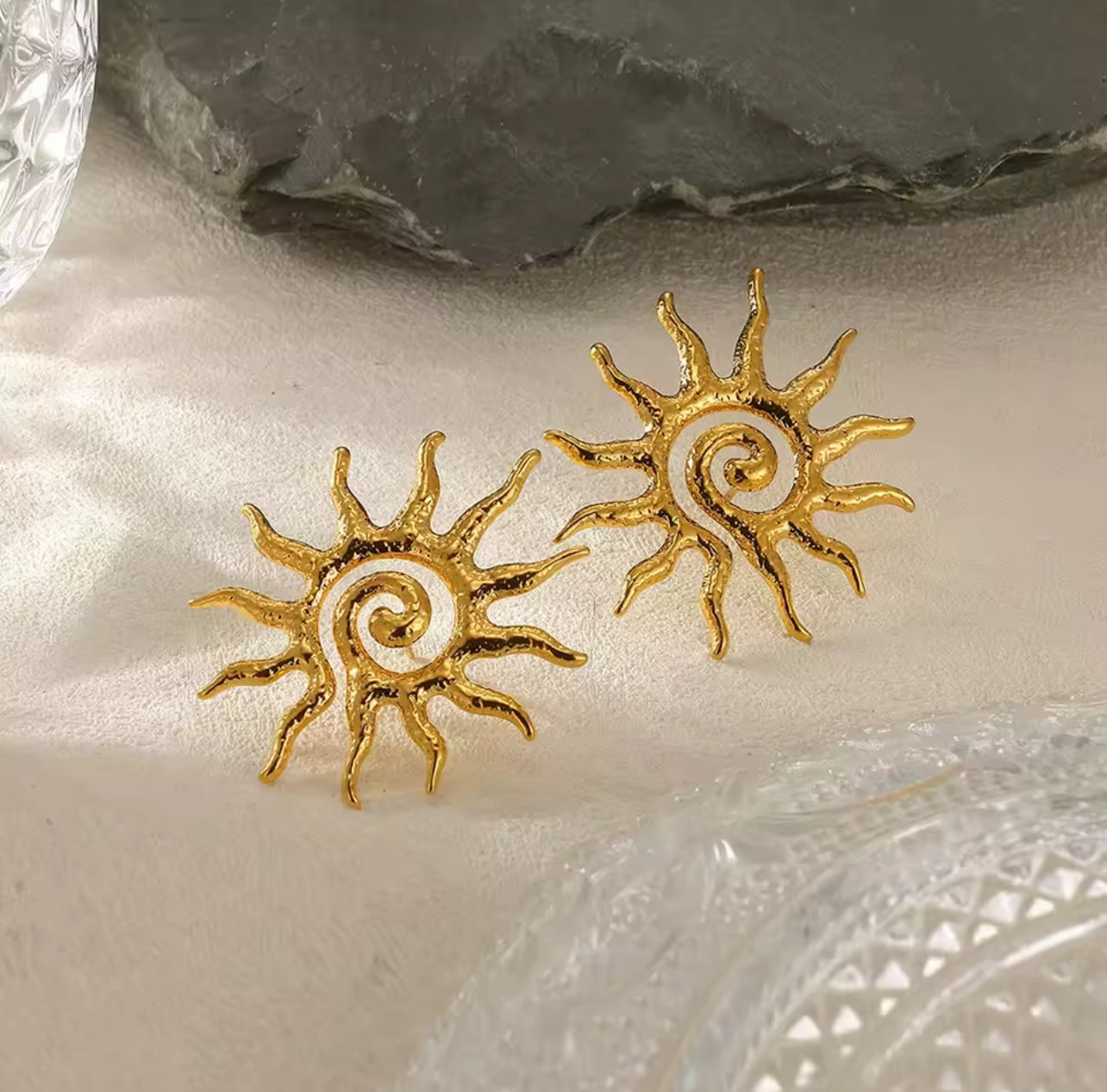 Stainless Steel Sun Earrings for Women Girls Gold Color Piercing Stud Earrings Trend 2025 Minimalist Ear Jewelry Freeshippings