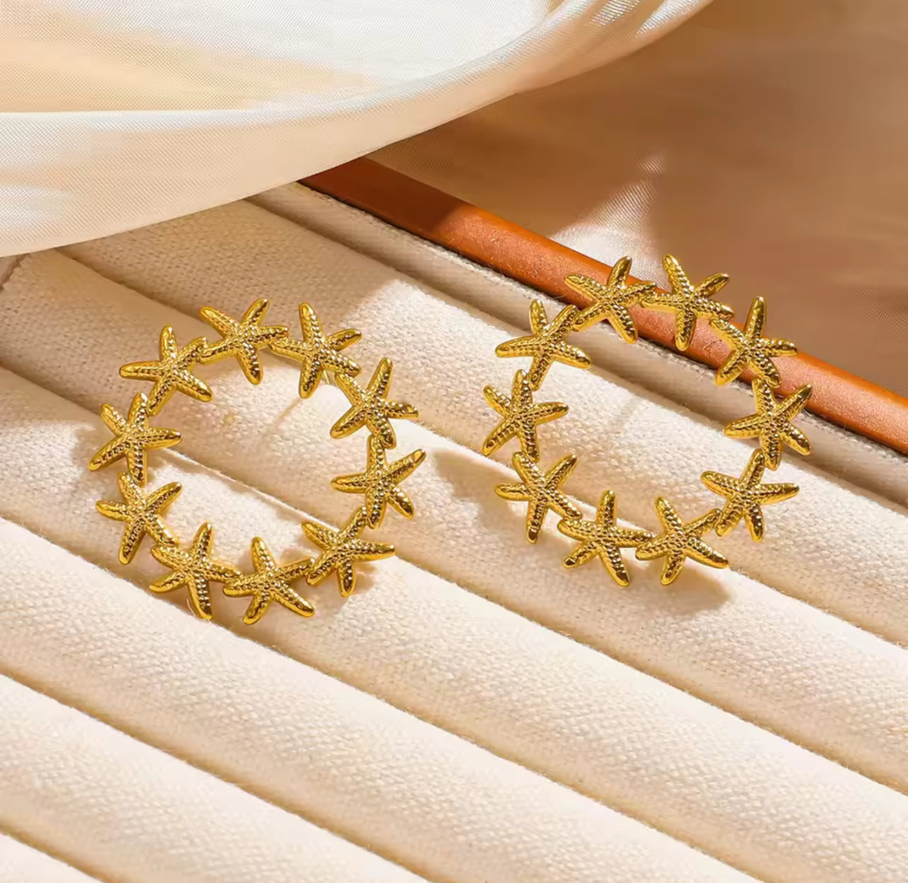 Stainless Steel Starfish Earrings for Women Beach Vacation 18K YELLOW GOLD Vacuum Electroplating
