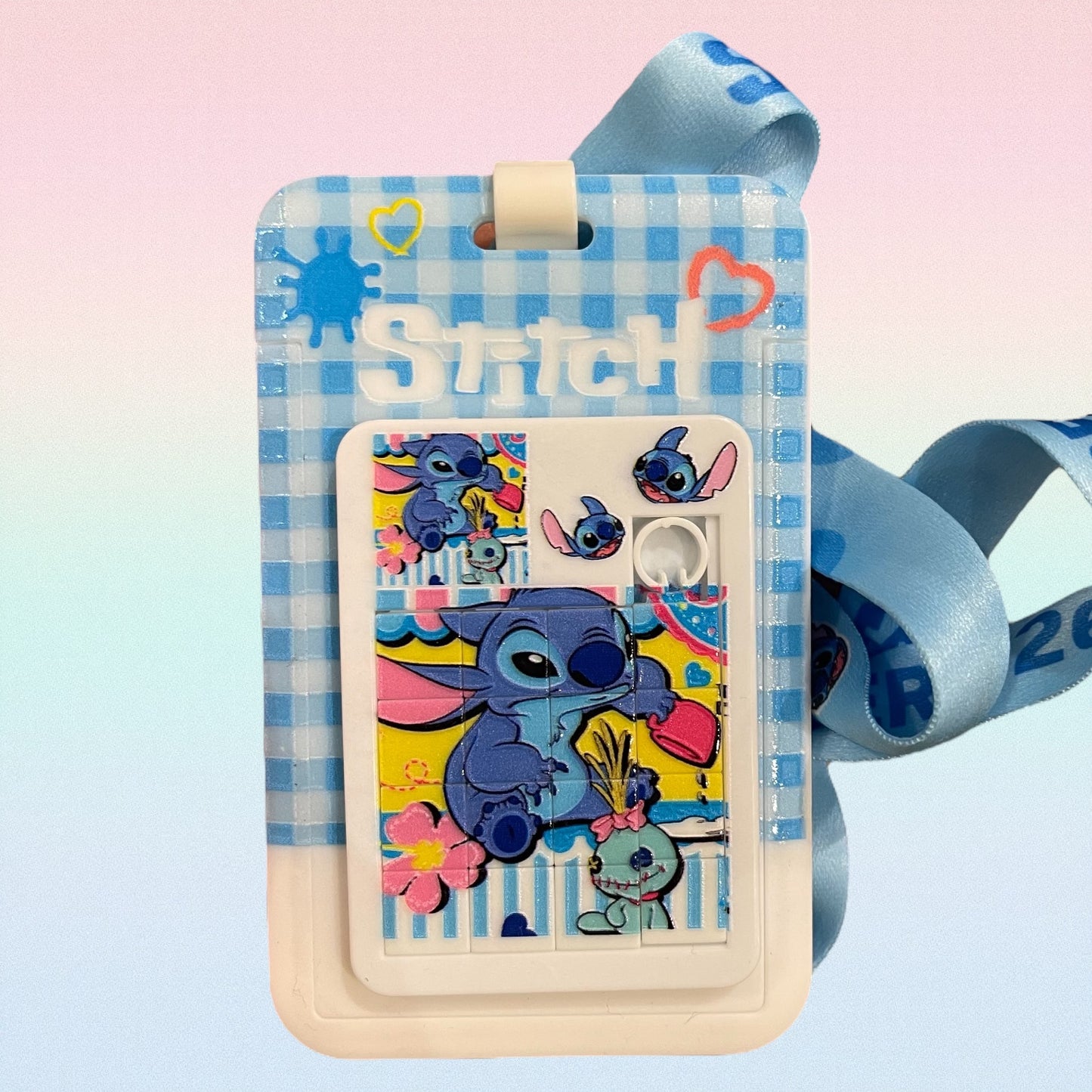Disney Stitch Cartoon Anime Cute ID Badge Holder Lanyards Children Stress Relieving Puzzle Toys Schoolbag Decoration Children Gifts