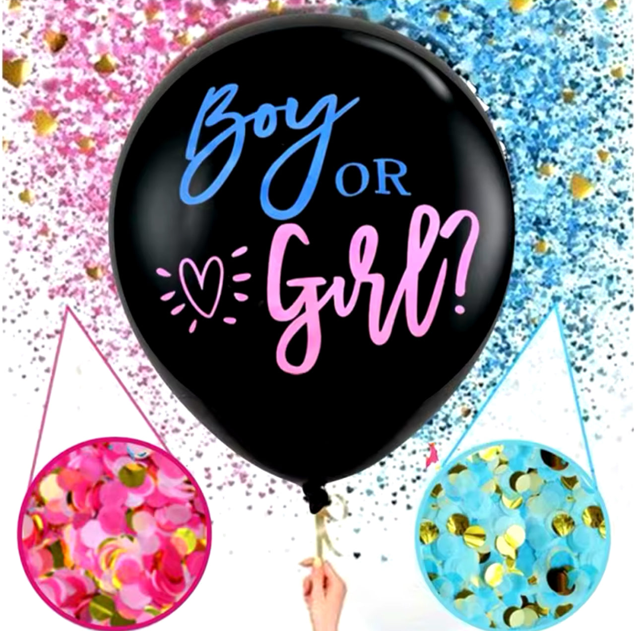 1 Set Giant Boy Or Girl Gender Reveal Black Latex Balloon Baby Shower Confetti Ballons Birthday Gender Reveal Party Decoration