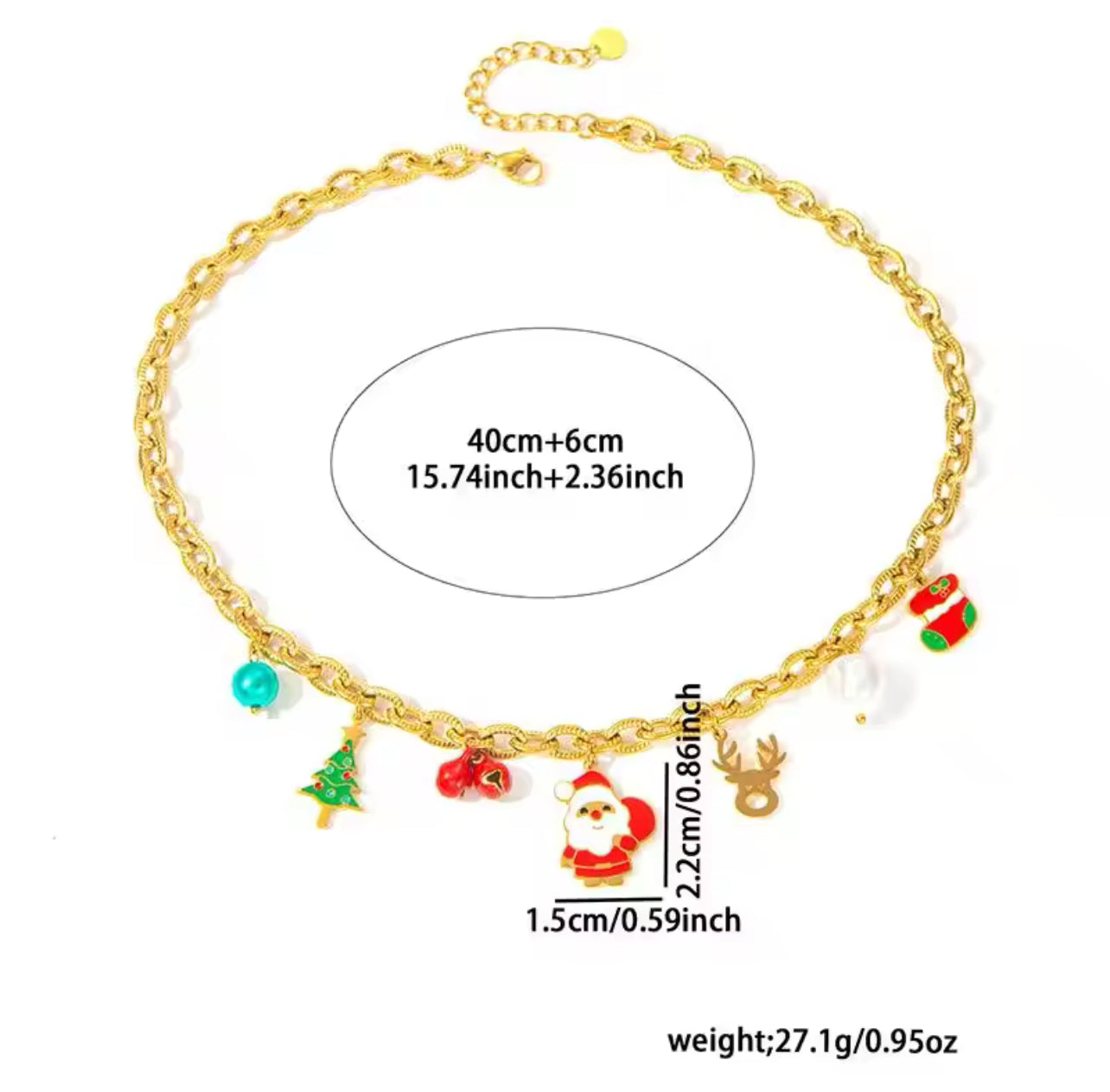 316L Stainless Steel Santa Reindeer P.endant Necklace For Women Fashion Dangle Neck Chain Jewelry Lady Christmas Gifts