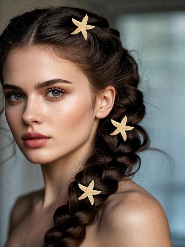 1Pc Women's Metal Hairpin Fashion Personalized Elegant Hair Accessories Trending Starfish Hairpin Decorative Hairpin, Hair Clips, Hair Barrettes Claw Clips