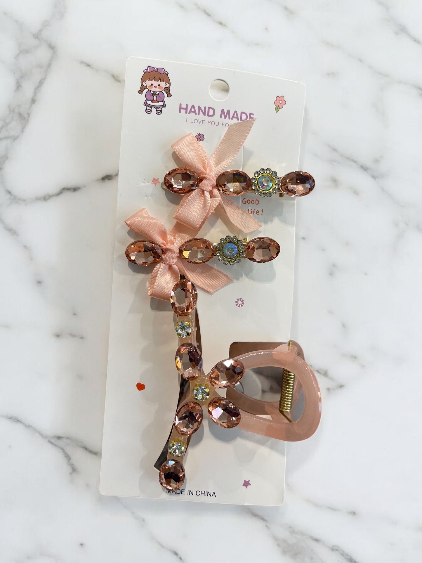 3Pcs Crystal Rhinestone Hair Clips Set