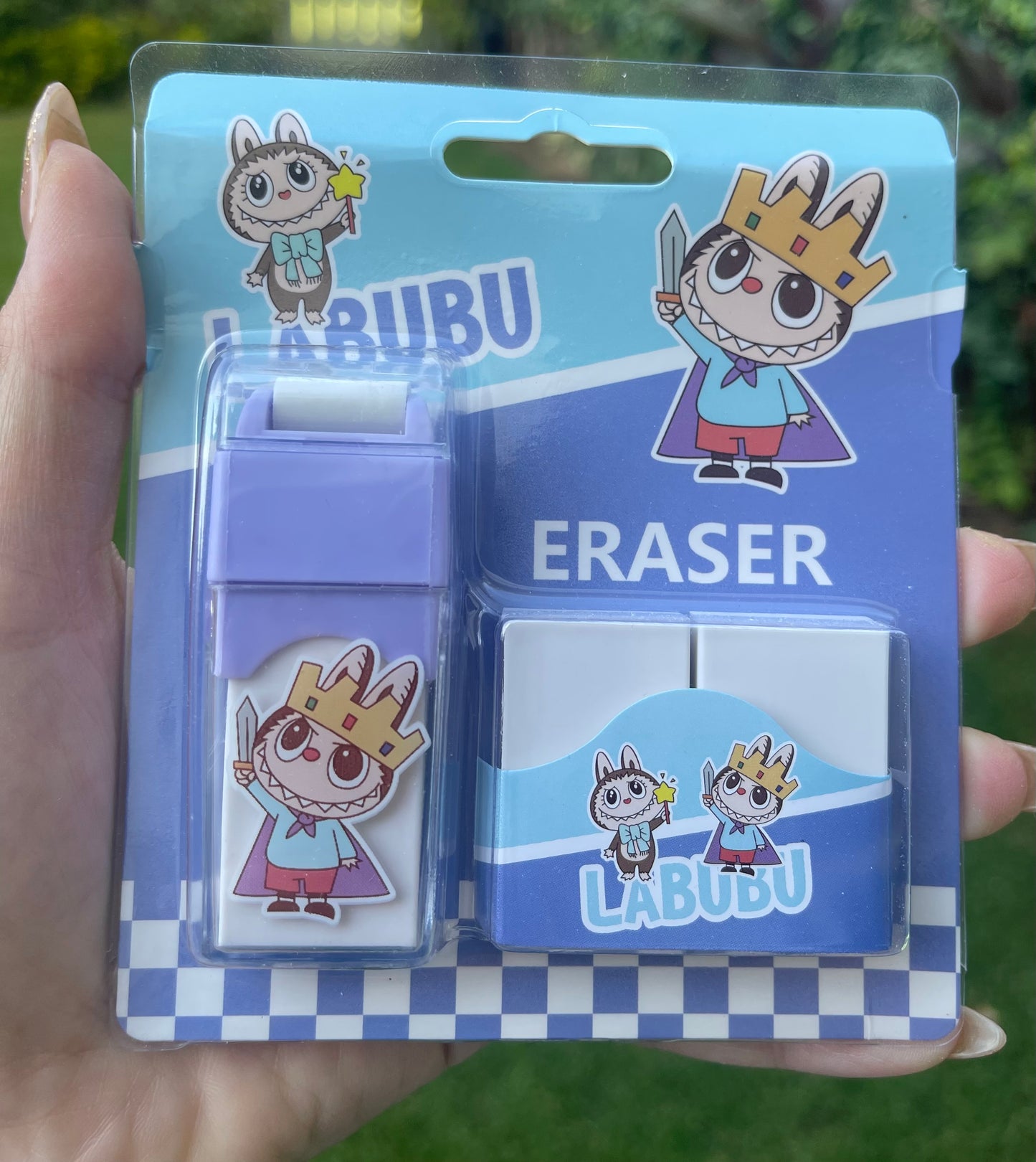 Labubu Cartoon Push-Pull Rolling Eraser Set New Detachable Eraser with Clean Chip-Free Cloth Roller Plastic Material