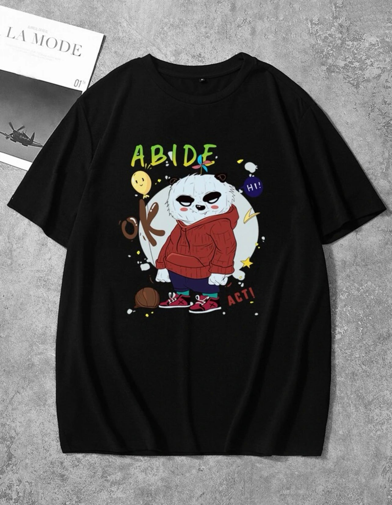 Men Cartoon & Letter Graphic Summer T-Shirt - Xlarge