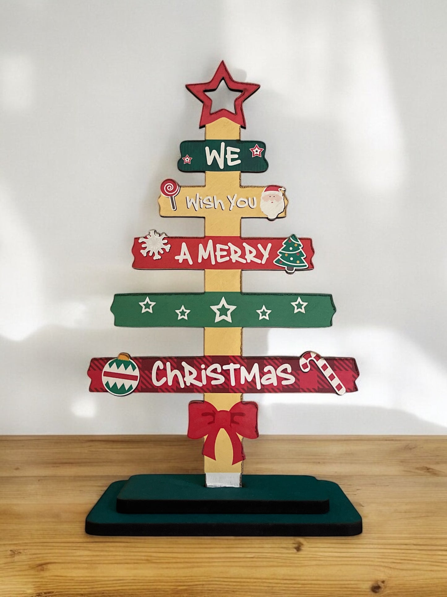Christmas Tree Desktop Decoration,Wood Desktop Decor With English Text