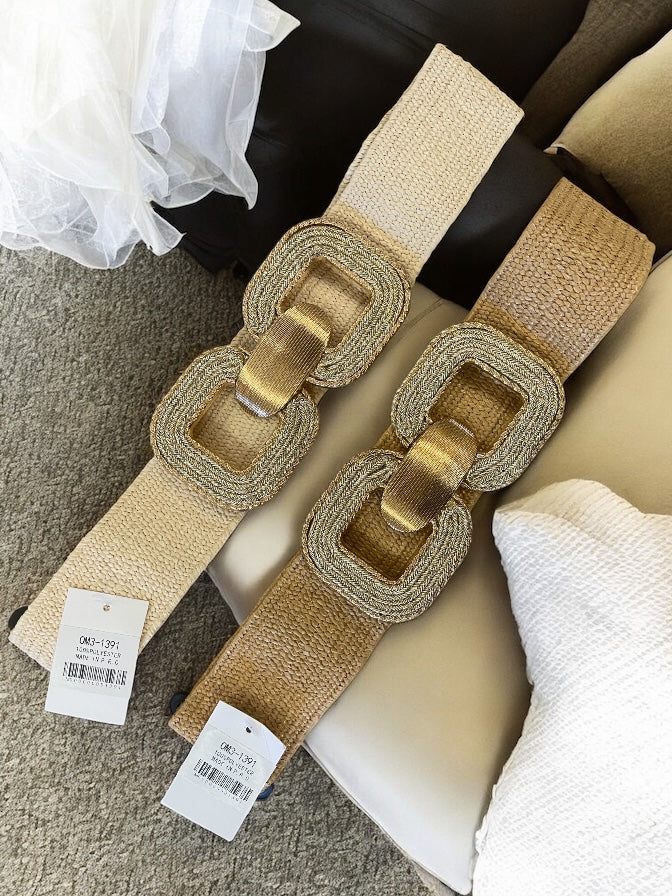 1pc Women Symmetrical Buckle Boho Woven Belt For Dress Decoration