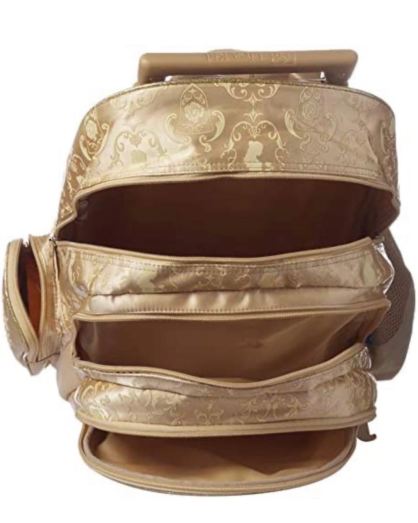 First Kid Beauty and the Beast Print Zip-up Trolley School Backpack for Girls - Yellow