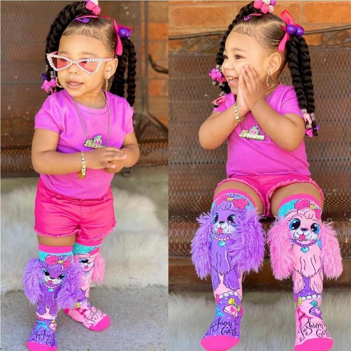 Crazy socks for kids Cute girl socks girls wacky Funky Stretch Mid to High Novelty Socks