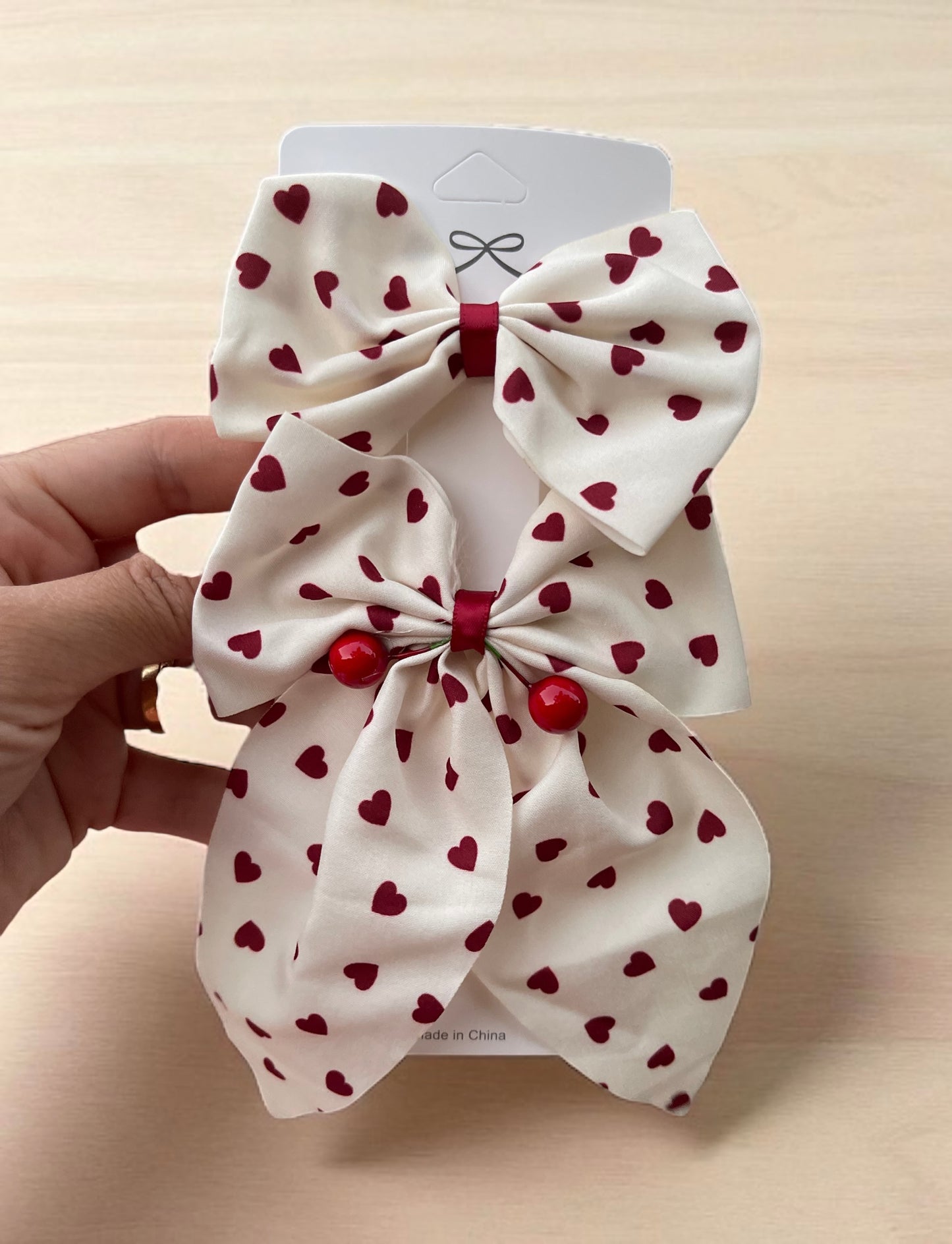2Pcs Cherry Decorated Bows Hair Clips