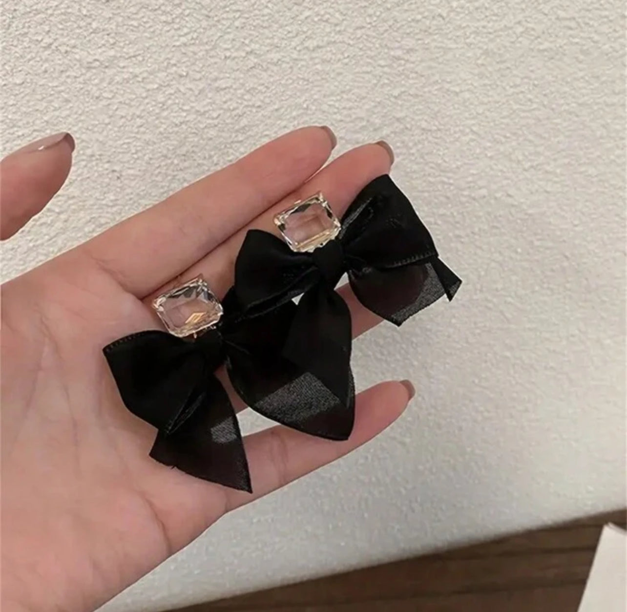 1 Pair 2pcs Black Bow Decor Elegant Versatile Fashion Bridal Earrings, Suitable For Wedding Or Daily Wear Valentine's Day Accessories