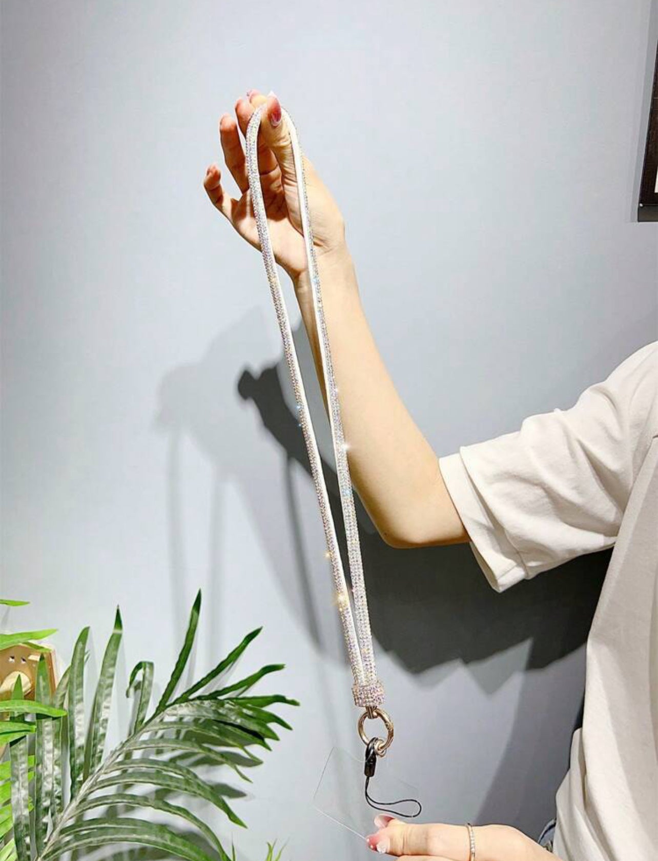 Long Wrist Style Rhinestone P.endant Mobile Phone Lanyard Full Diamond Colorful Long Neck Strap Anti Loss Sling