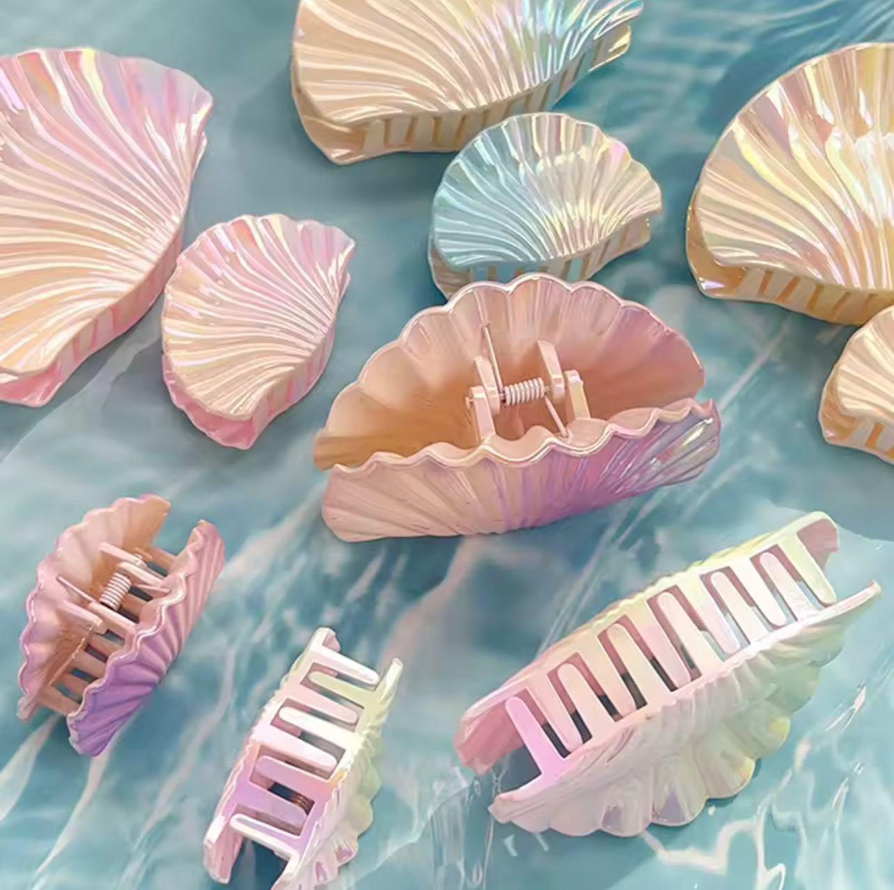 Ocean Shell Large Hair Claw Clips Crab Clamps Women Girls Gradient Colorful Ponytail Hair Barrettes Hairpins Hair Accessories