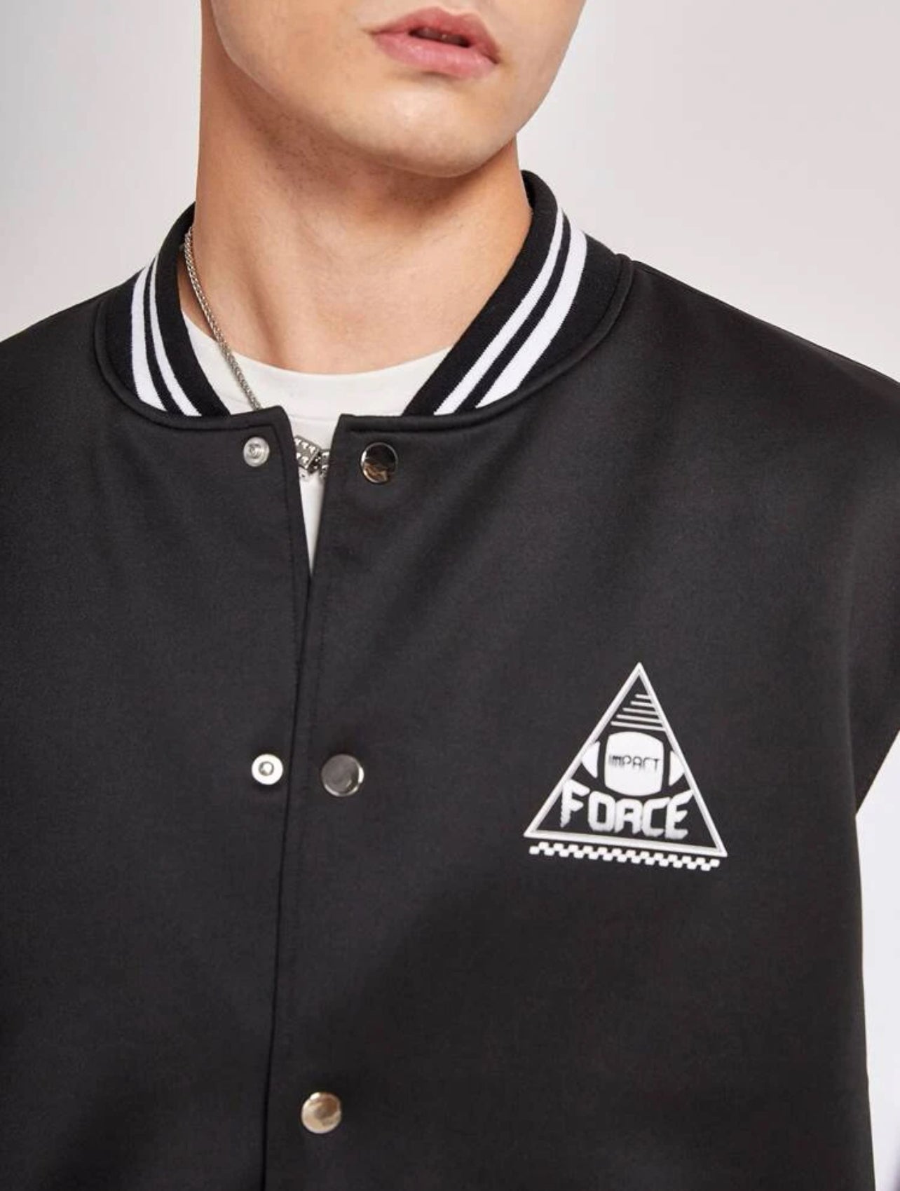 SHEIN Manfinity Men Color Block Letter Graphic Drop Shoulder Varsity Jacket - XL