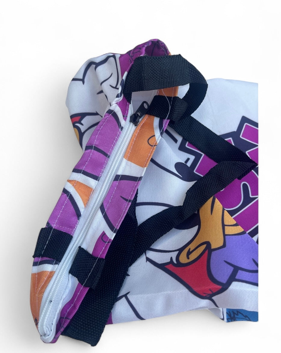 Cartoon Print Tote bag with Zip Closure