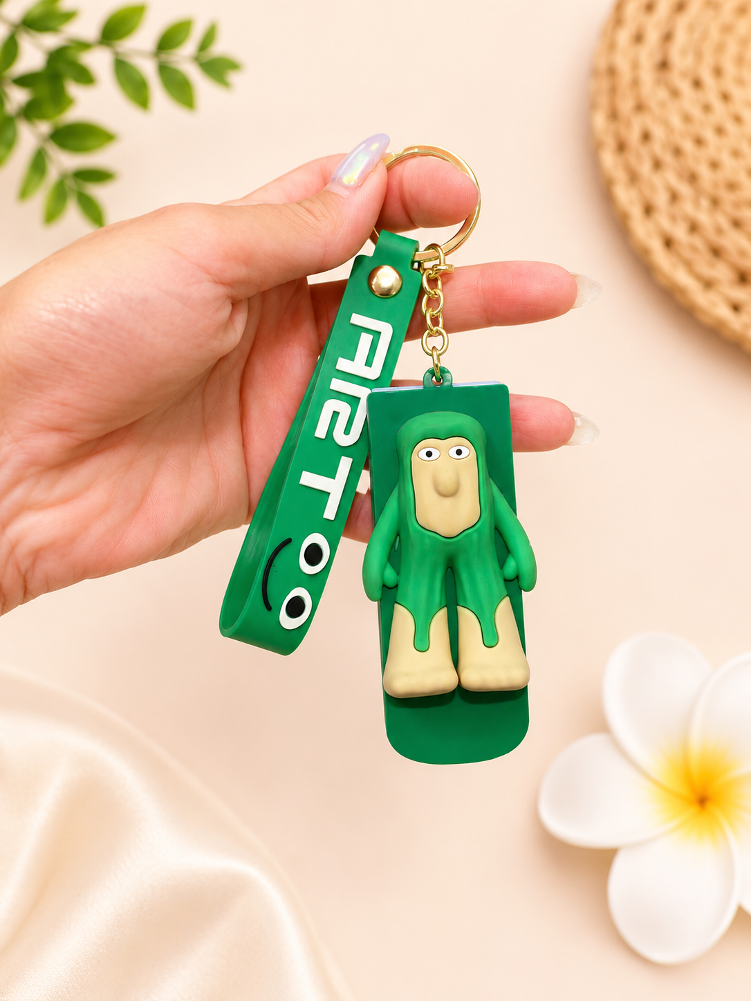 Cute Cartoon Character Keychain with Mini Comb & Mirror