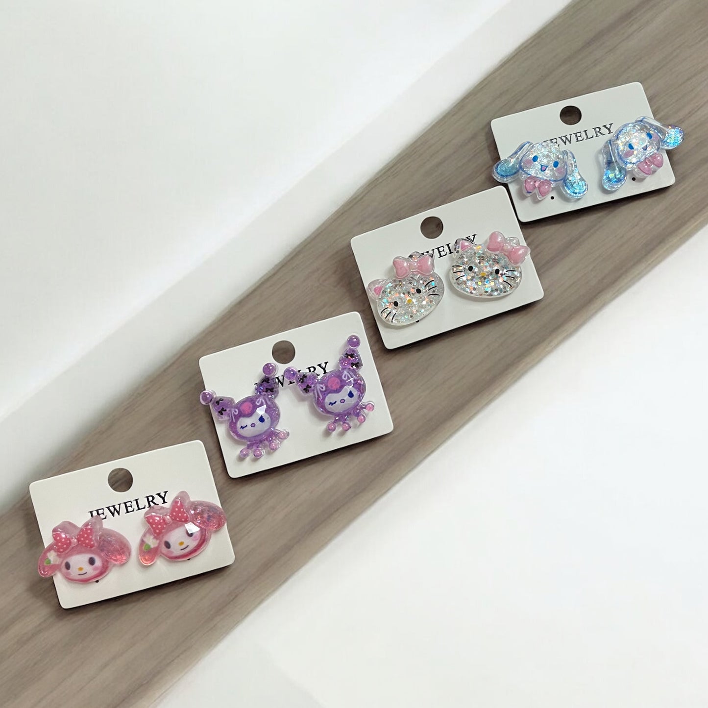 1Pair Sanrio Anime Earrings Cute Cinnamorolls My Melodys Kuromis Resin Girlfriend Girl's Stud Earrings Jewelry Gift