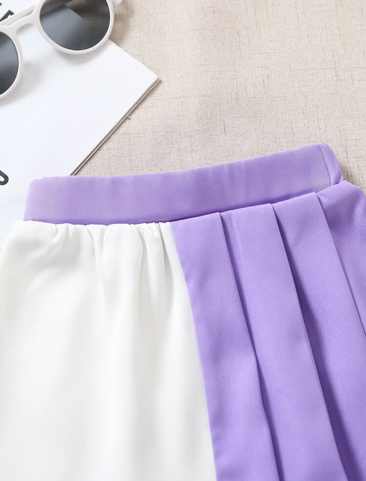 SHEIN Toddler Girls Colorblock Pleated Asymmetrical Hem Summer Skirt - 7Y