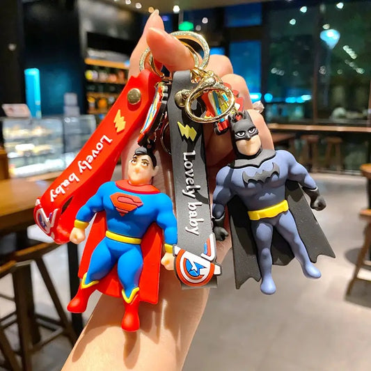 New Batman keychain car charm anime Superman backpack Spider-Man Avengers charm