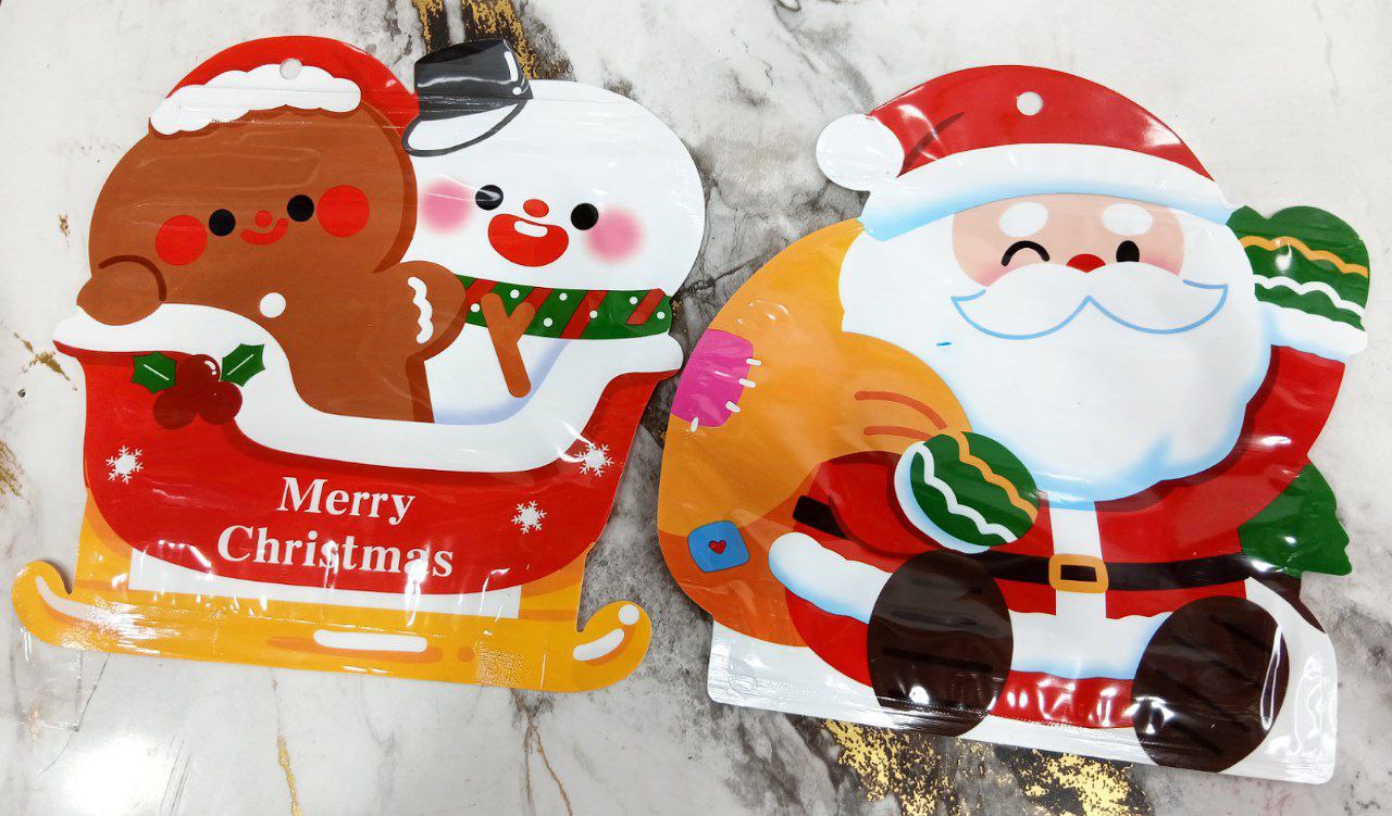 5PCS Stand-up Plastic Christmas Cartoon Zipper Packaging Bag DIY Cute Sugar Candy Snack Child Xmas Gifts Storage Pouches