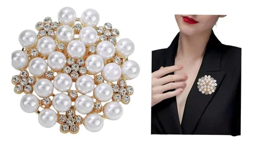 1pc Vintage Rhinestone & Pearl Embellished Brooch, Fashion Accessory Gift For Women, Graduation Ceremony