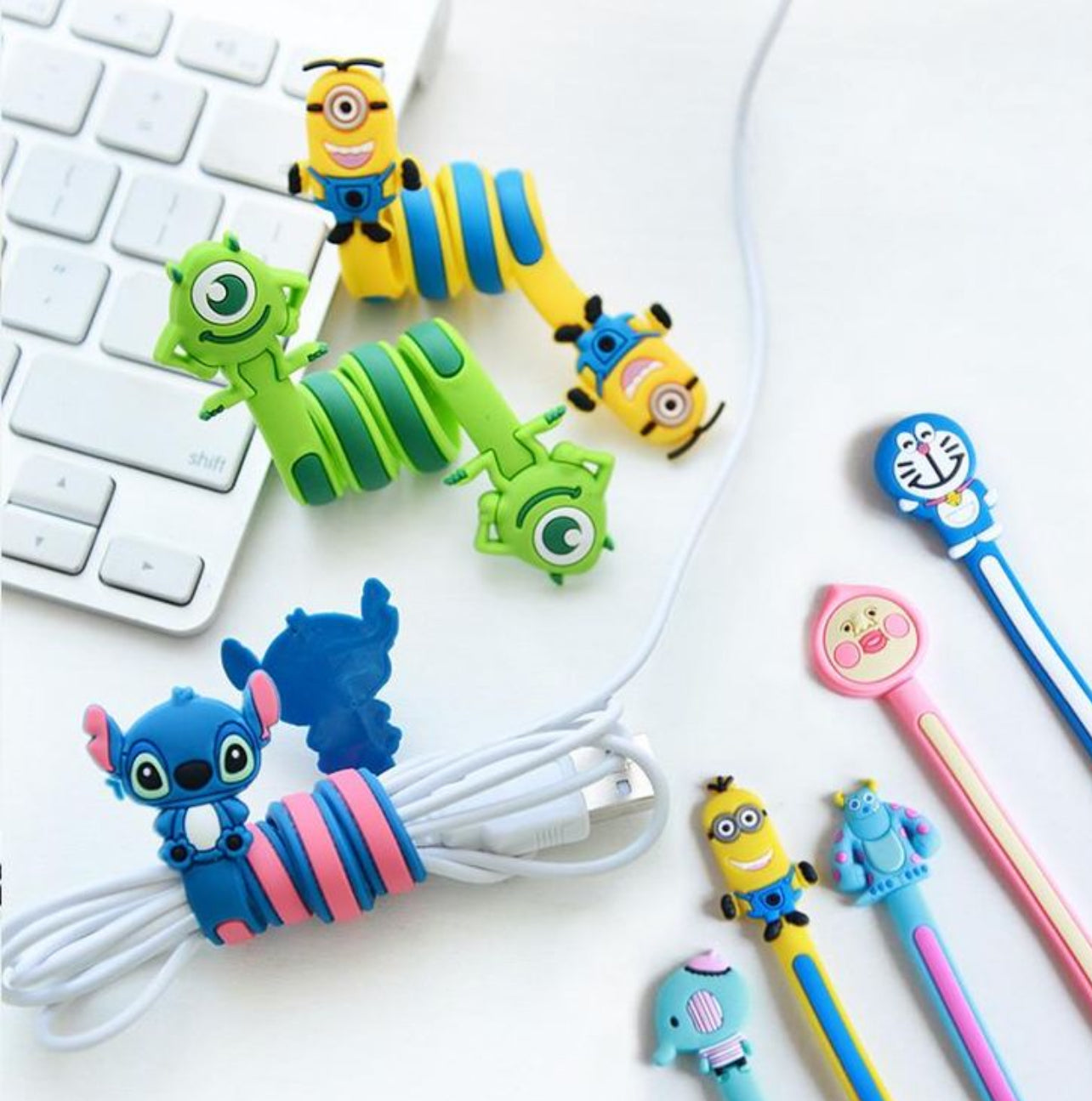 1PCS Silicone Cable Winder For Mobile Phone USB Charging Data line Earphone Winder Cartoon Cable Organizer Winder Protector Cord