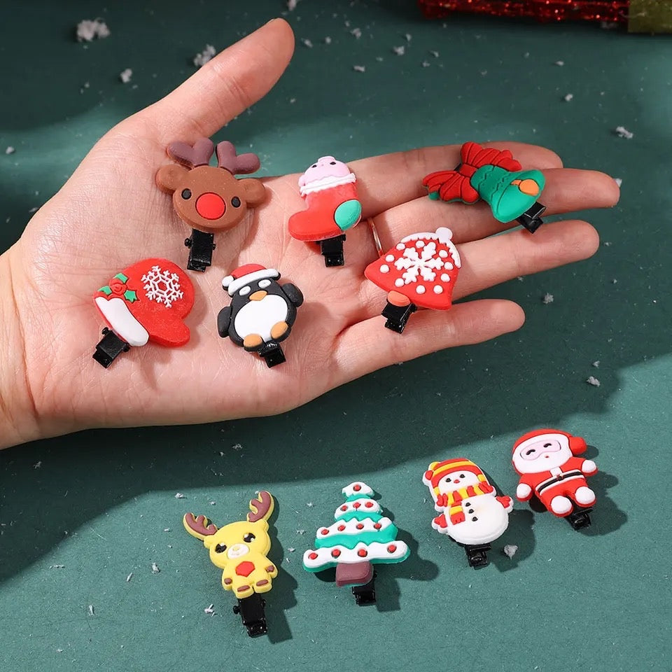 10Pcs/set Christmas Headdress Santa Antler Hair Clip For Girls Hairpins Clips Children's Barette Hair Ornaments Hair Accessories