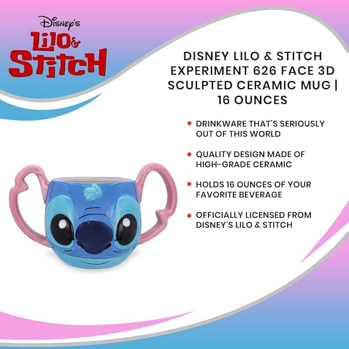 Disney Lilo & Stitch Stitch's Face 3D Sculpted Ceramic Mug