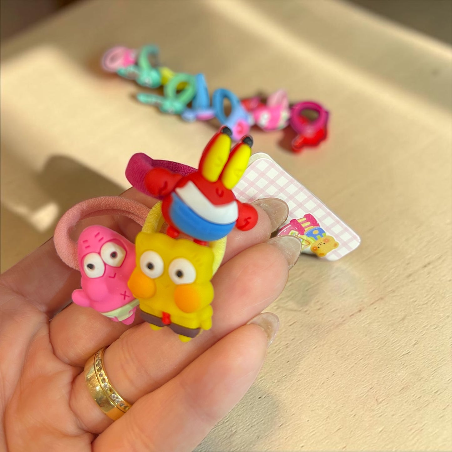 Cute Cartoon Hair Ties Set – SpongeBob & Friends Elastic Hair Bands for Girls (3 Random Pieces)