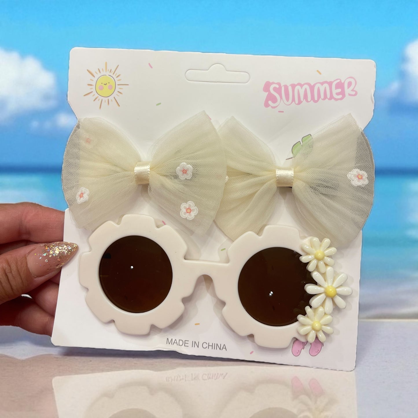 2Pcs Lovely Sparkling Hair Clip Hair Accessories Glasses Set Fashion Shiny Kids Love Glasses Girls Headwear
