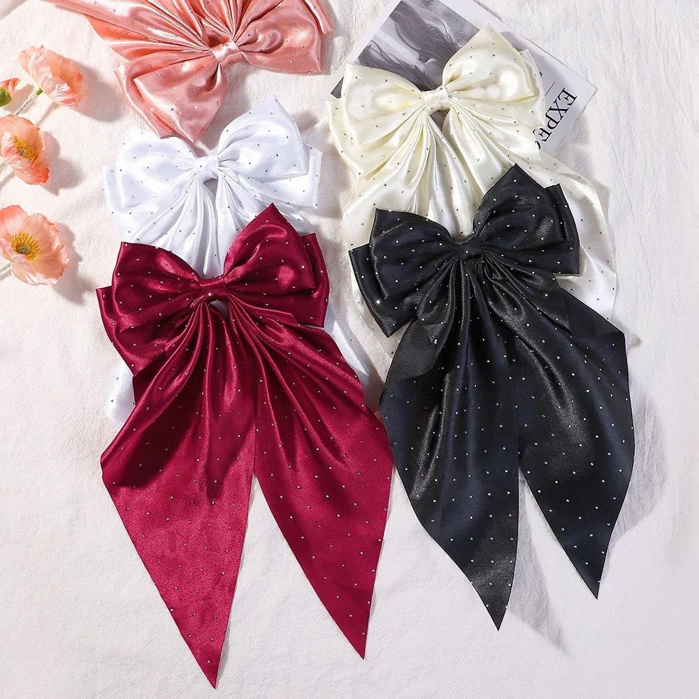 Woman Girls New Bowknot Streamer Hairpin Chiffon Ribbon Barrette Bow Back Head Spring Clip Headwear Fashion Hair Accessories Advertise