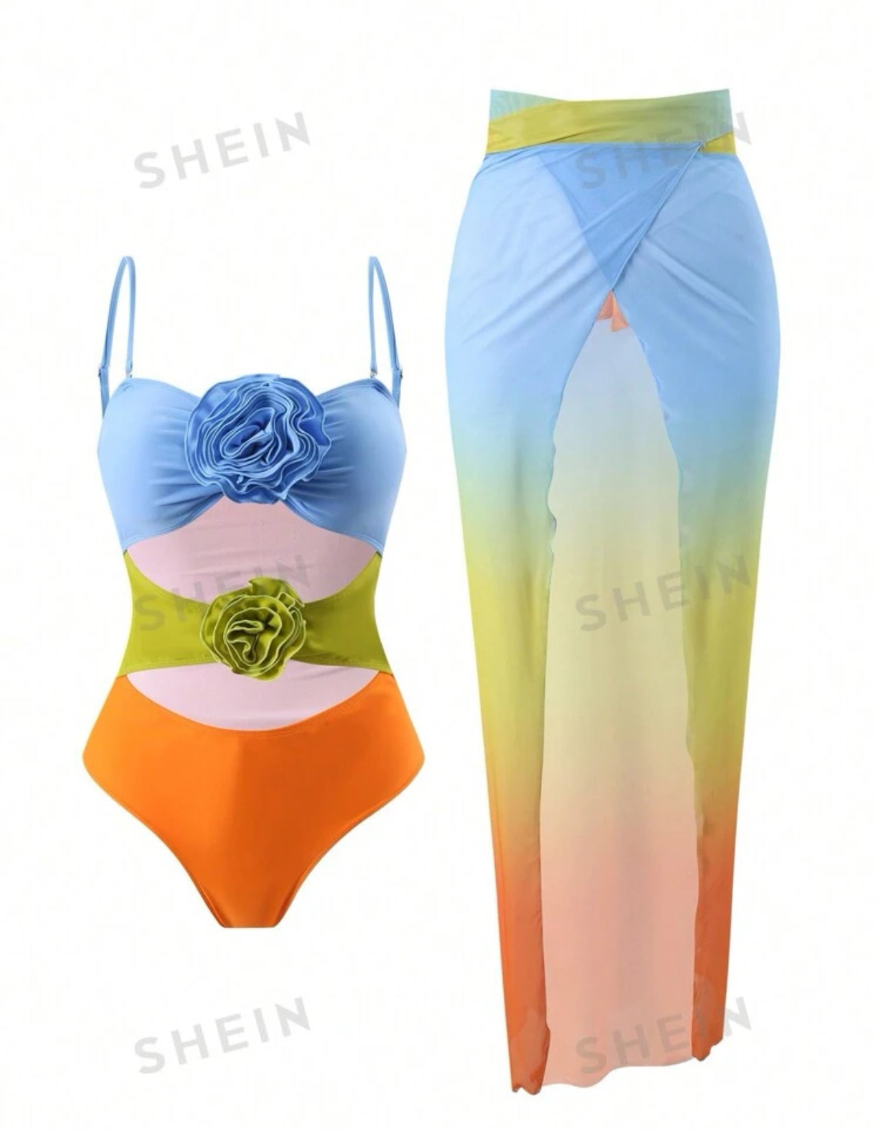 SHEIN Swim Oasis Women's Fashionable Ombre One-Piece For Summer Beach Vacation - S,L