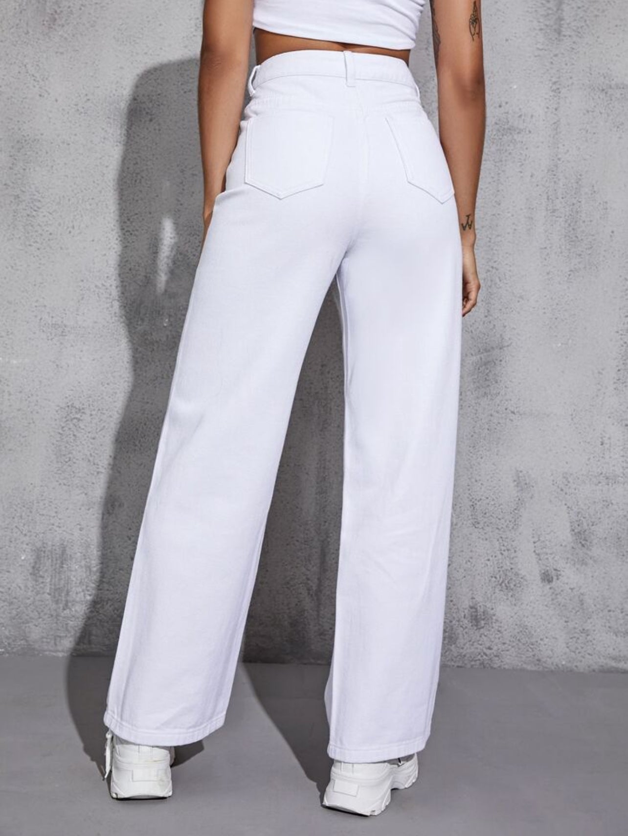 SHEIN High Waist Star & Letter Graphic Straight Leg Summer Jeans - L