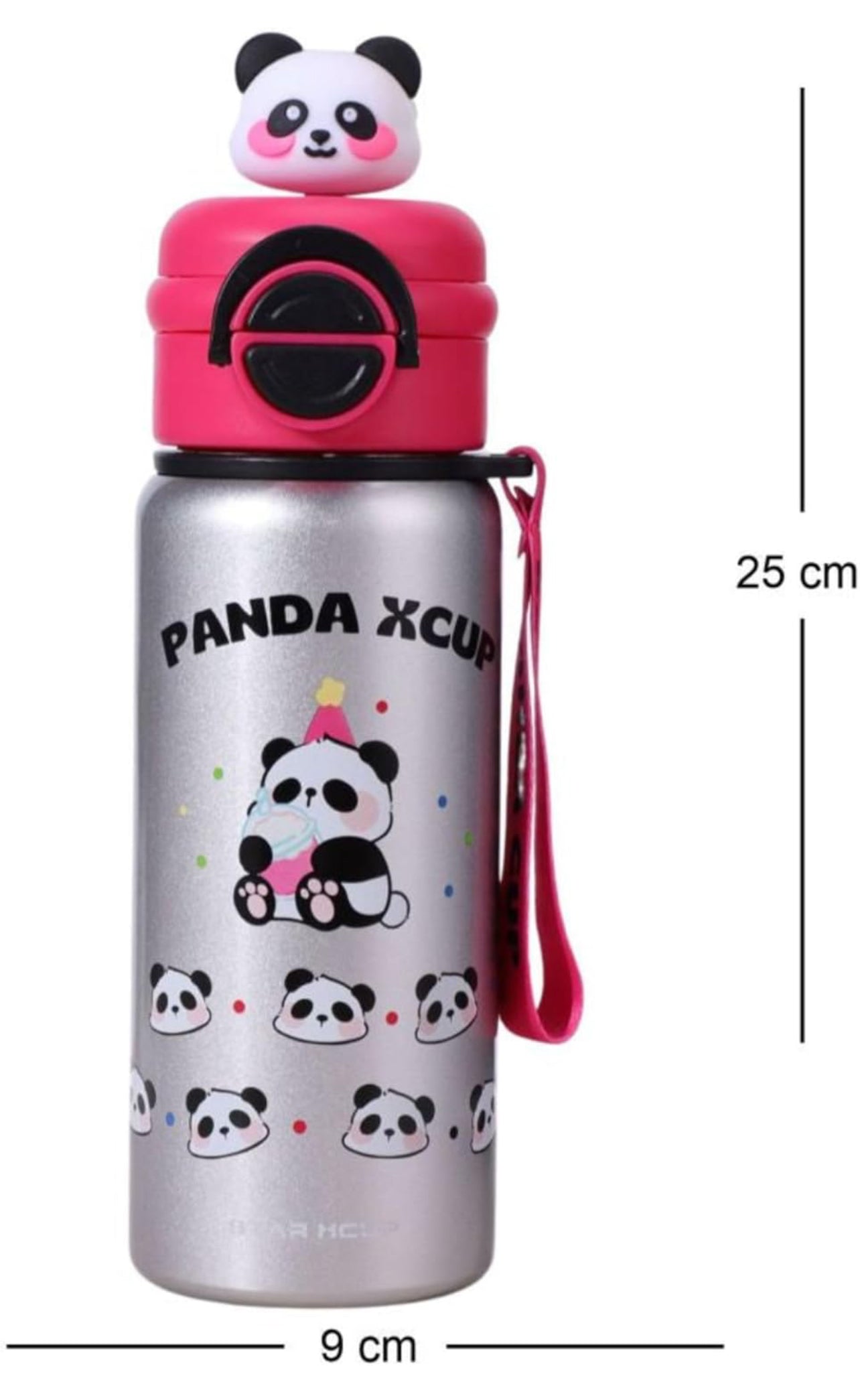 Kids Water Bottle Thermos Stainless Steel with Straw Fuchsia 500ml