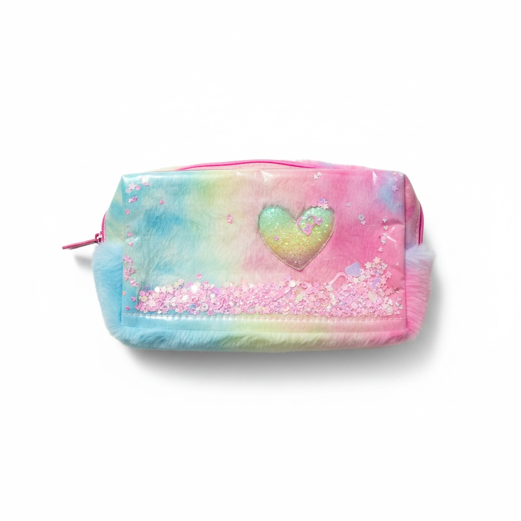 Pastel Fluffy Glitter Makeup Bag