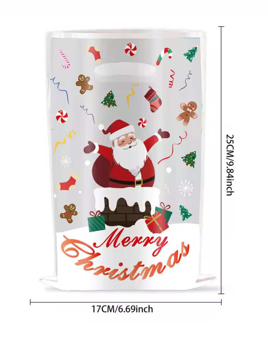 10pcs Christmas Bags Snowflakes Candy Gift Bags Merry Christmas Decoration Gift Wrapping Treat Bags New Year Packing Bag