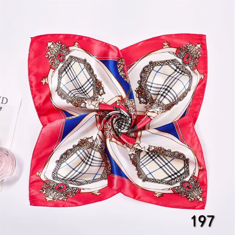 Korean Style Soft Silk Scarf Women's Small Printed Autumn Decorative Neck Tie Headscarf 50*50 Square Scarf
