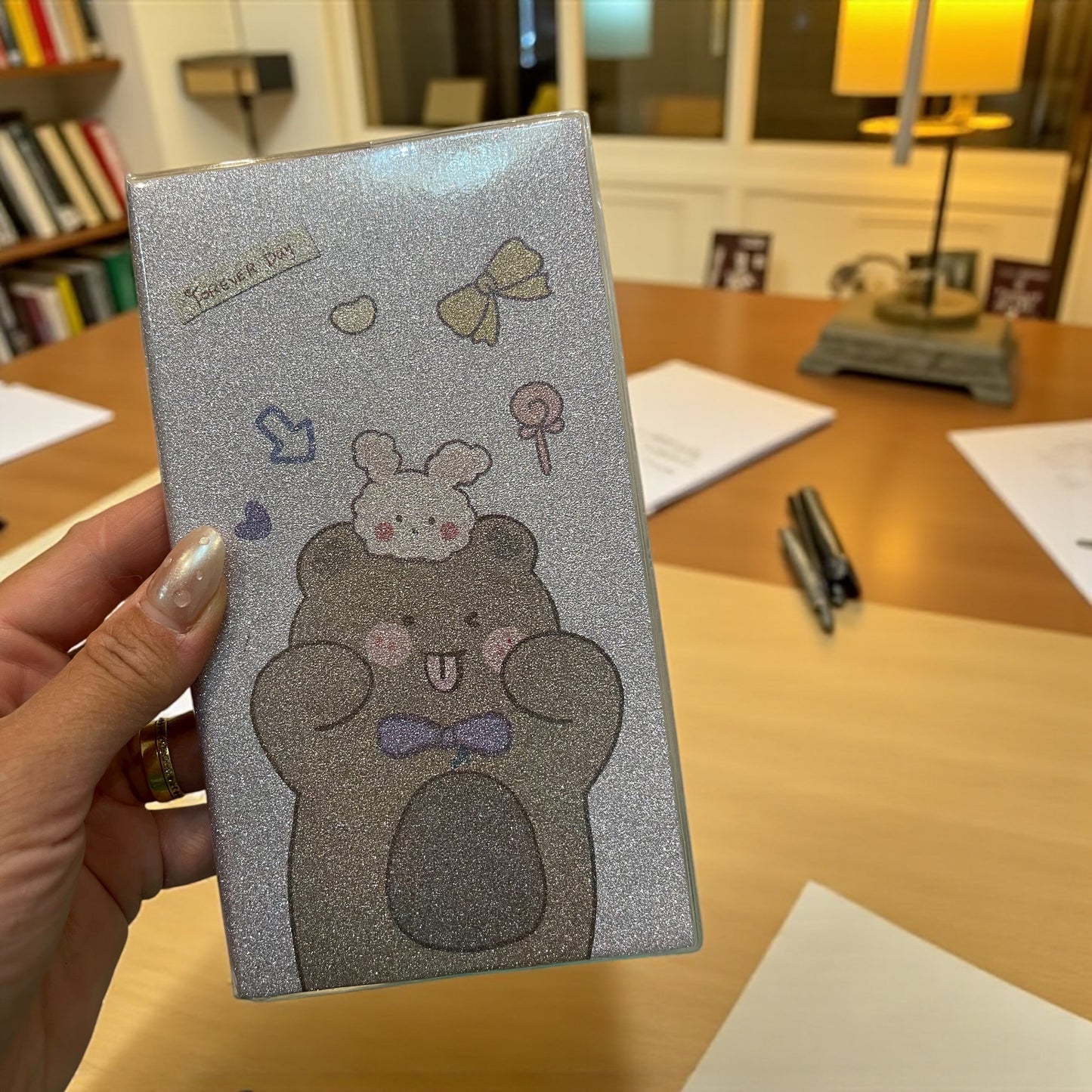 Glittery Cute Bear & Bunny Notebook – “Forever a Day”